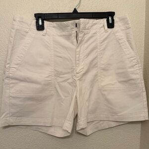 Banana Republic Cream High-Rise Utility Bermuda Shorts
